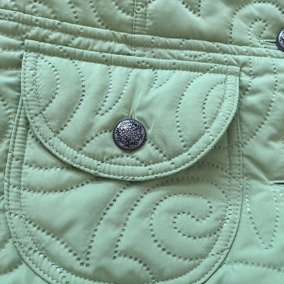 David Brooks W’s PXS Light Green Quilted Jacket Mandarin Collar Button Front - Picture 7 of 10